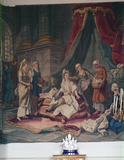 Wandteppich aus der Serie Türkische Kostüme nach Kartons von A. Van Loo, 1722-76 von French School